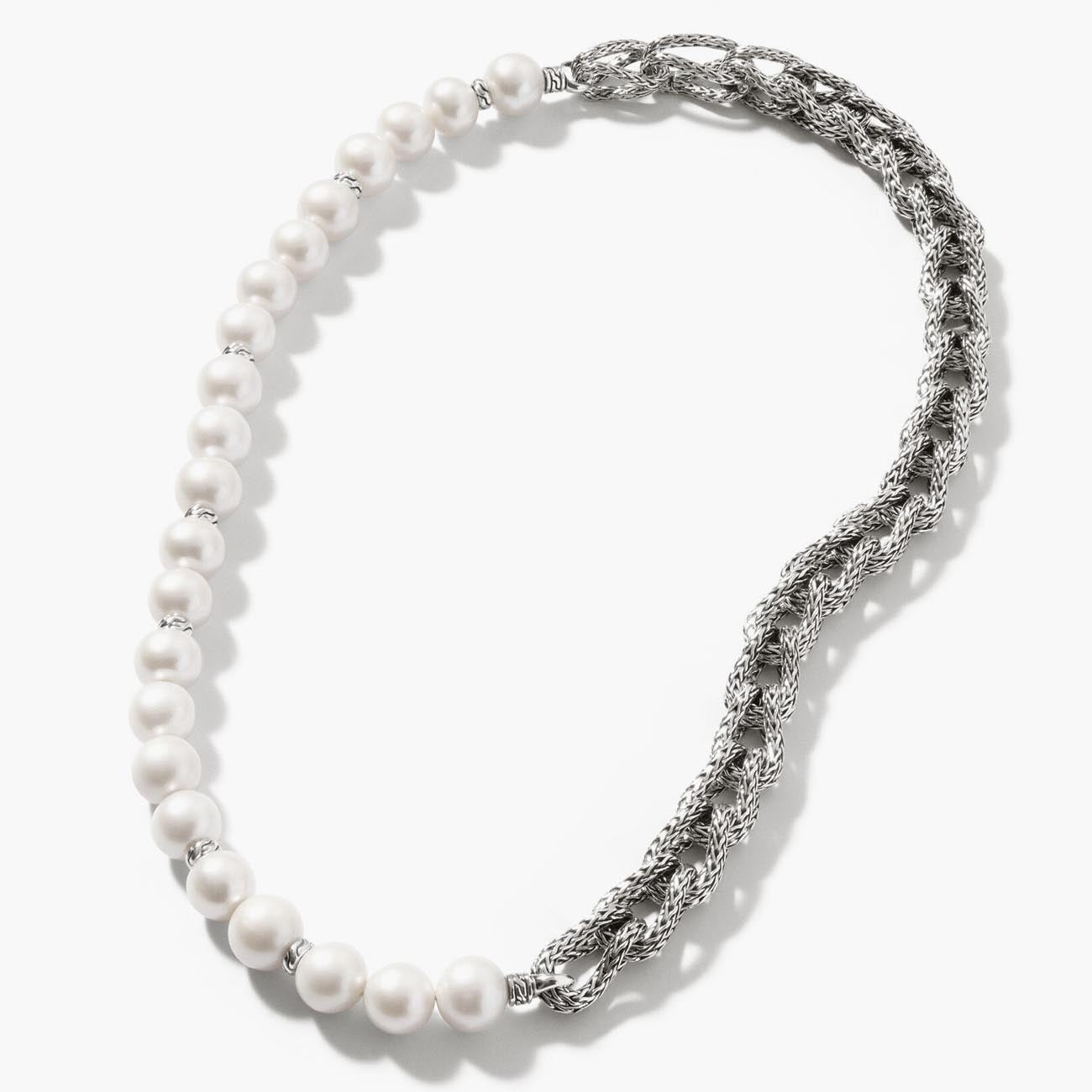 John Hardy Surf Silver Pearl Necklace