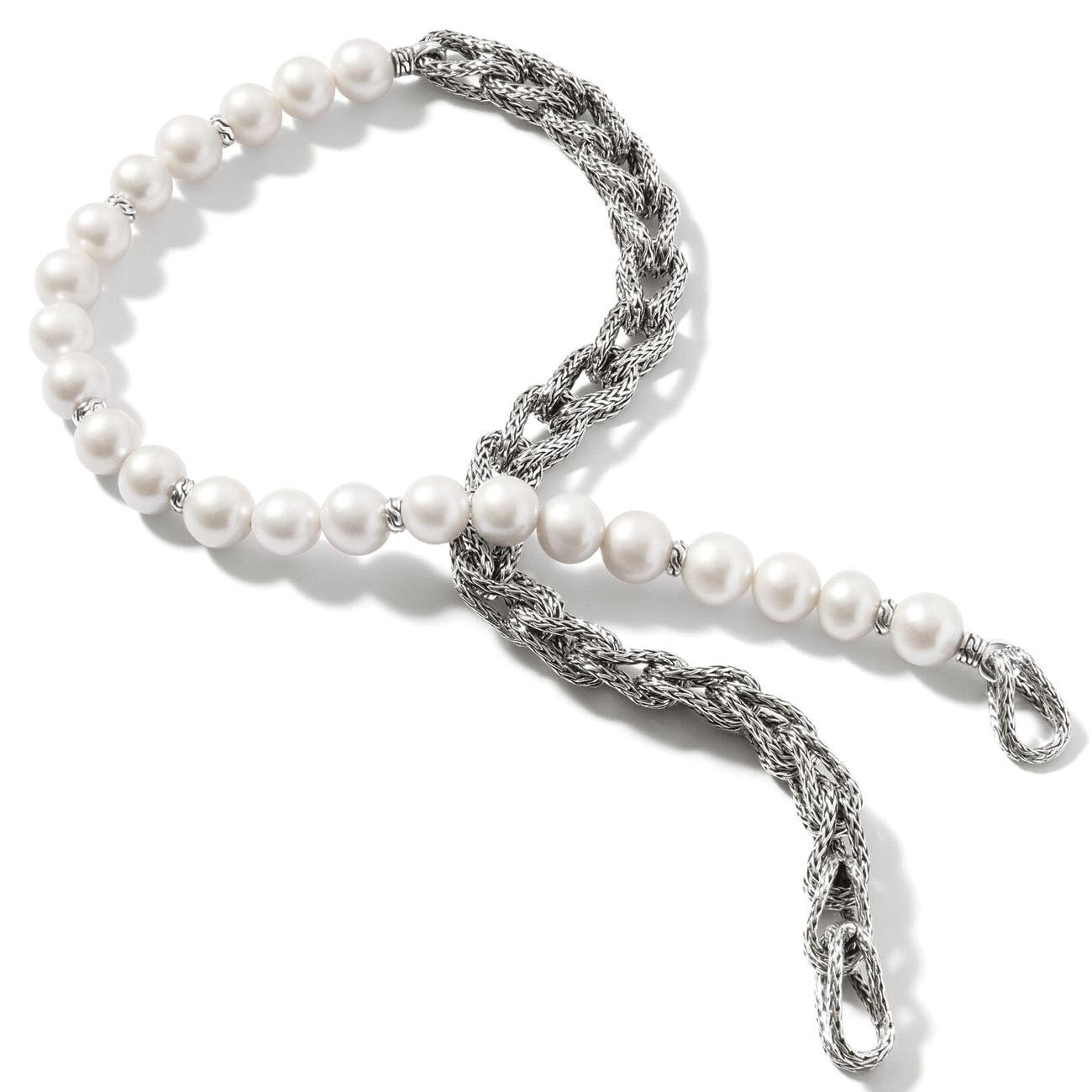 John Hardy Surf Silver Pearl Necklace