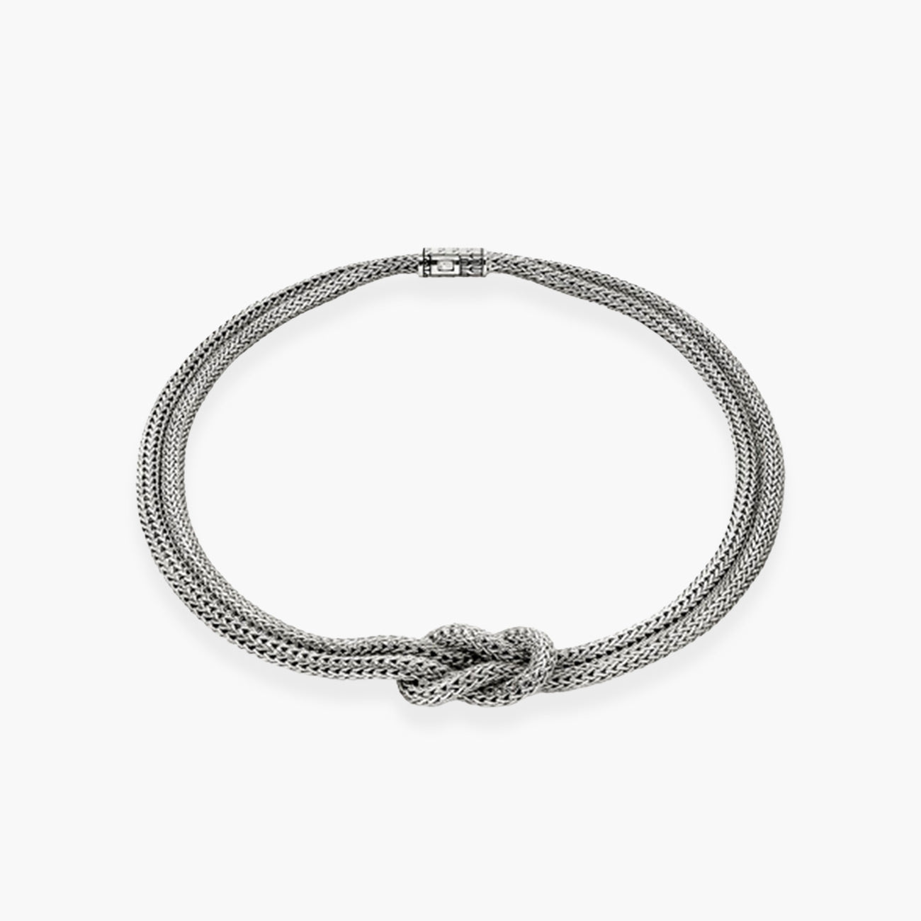 John Hardy Love Knot Silver Double Chain Necklace - 5mm