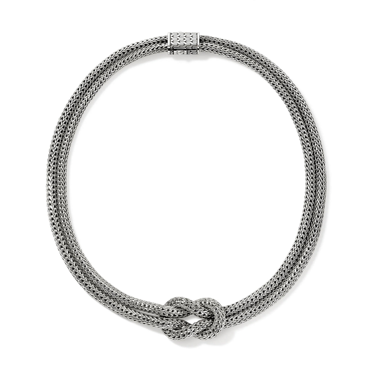 John Hardy Love Knot Silver Double Chain Necklace - 5mm