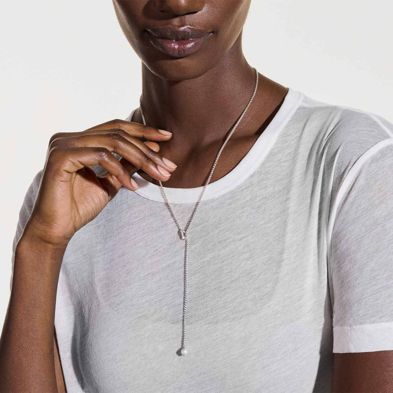 John Hardy Surf Diamond Pave Pearl Lariat Necklace