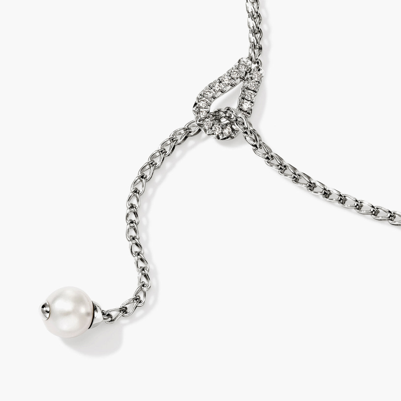 John Hardy Surf Diamond Pave Pearl Lariat Necklace