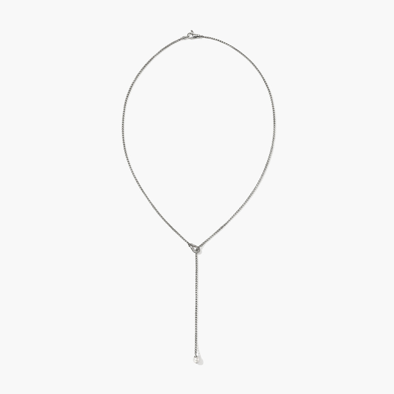 John Hardy Surf Diamond Pave Pearl Lariat Necklace