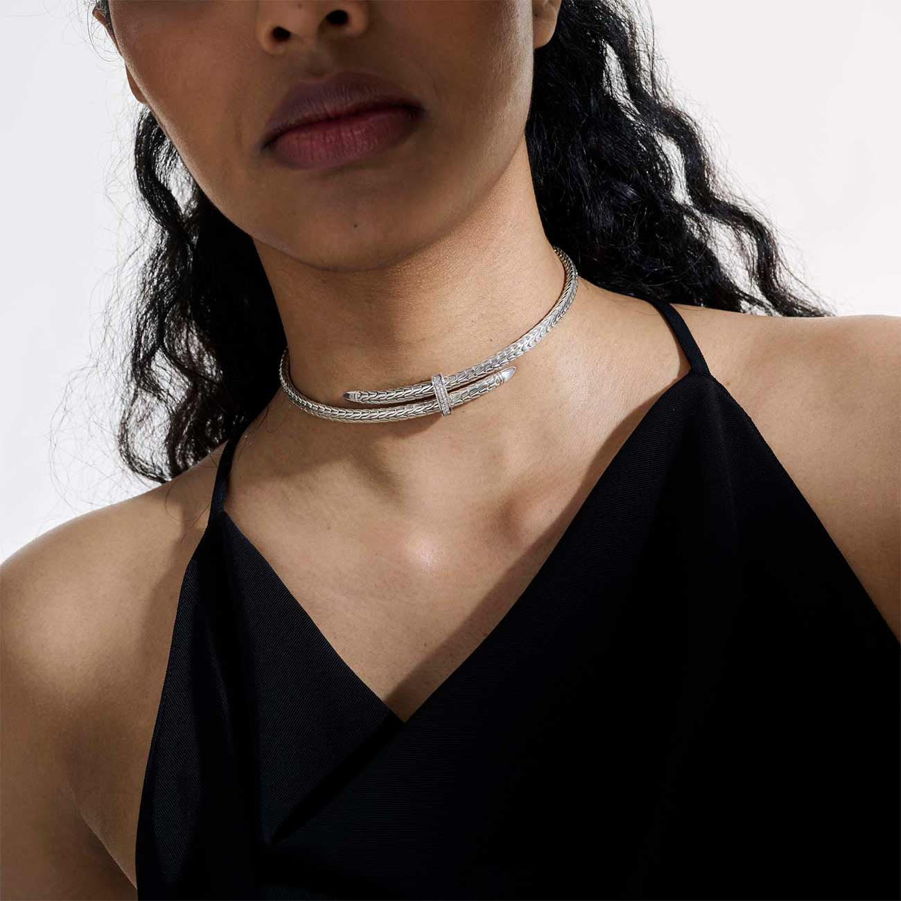 John Hardy Spear Pavé Diamond Flex Coil Choker