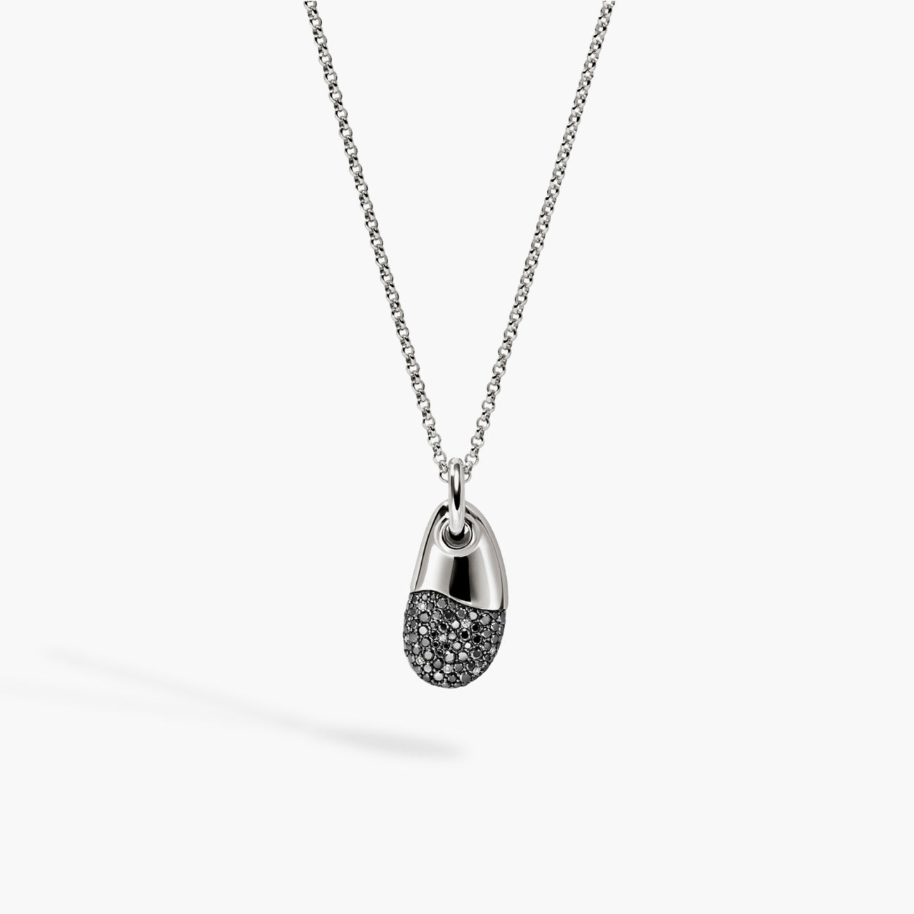 John Hardy Pebble Black Sand Diamond Pavé Silver Necklace