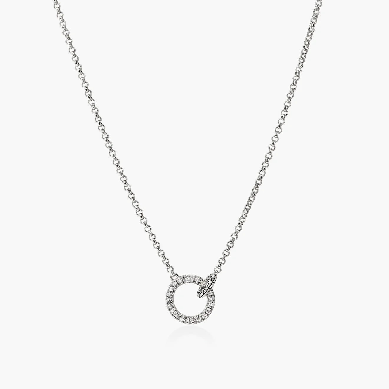 John Hardy Essentials Diamond Interlinking Silver Necklace