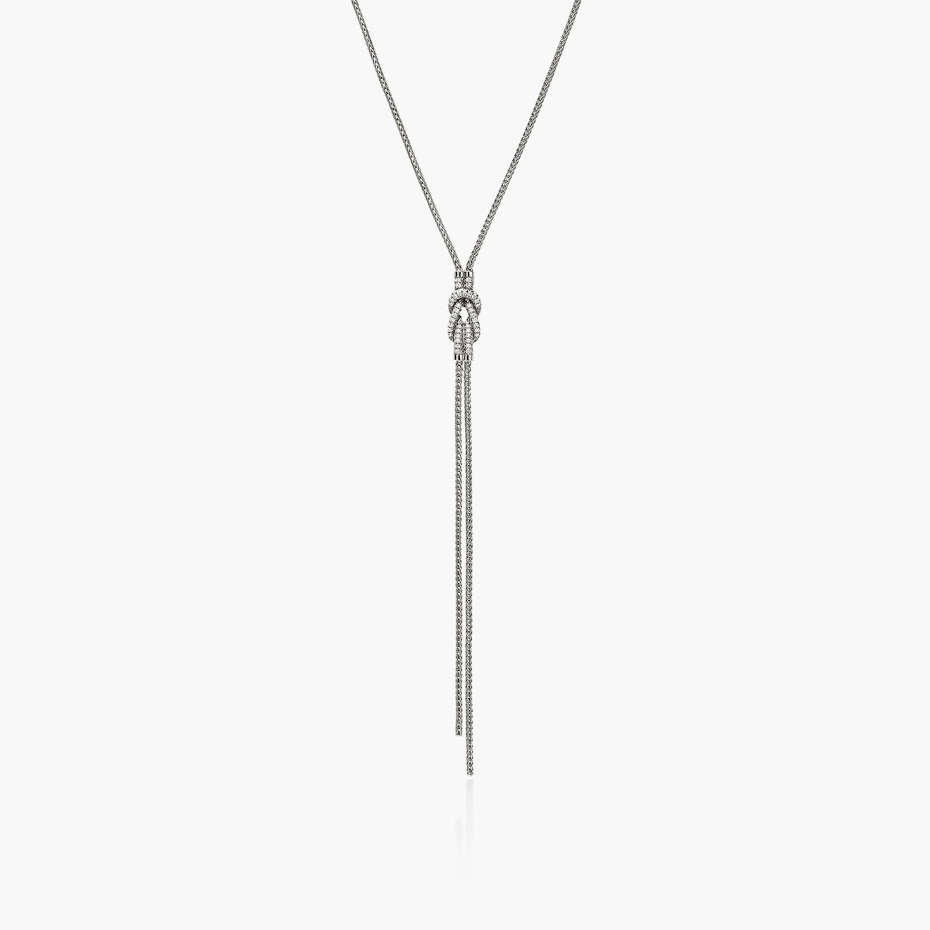 John Hardy Love Knot Gold Y Necklace with Diamond Pave