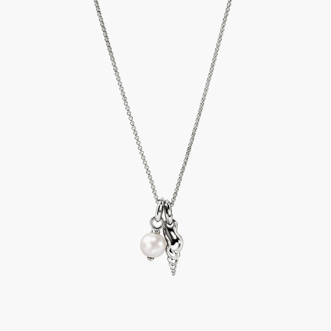 John Hardy Modern Talisman Diamond and Pearl Seashell Necklace