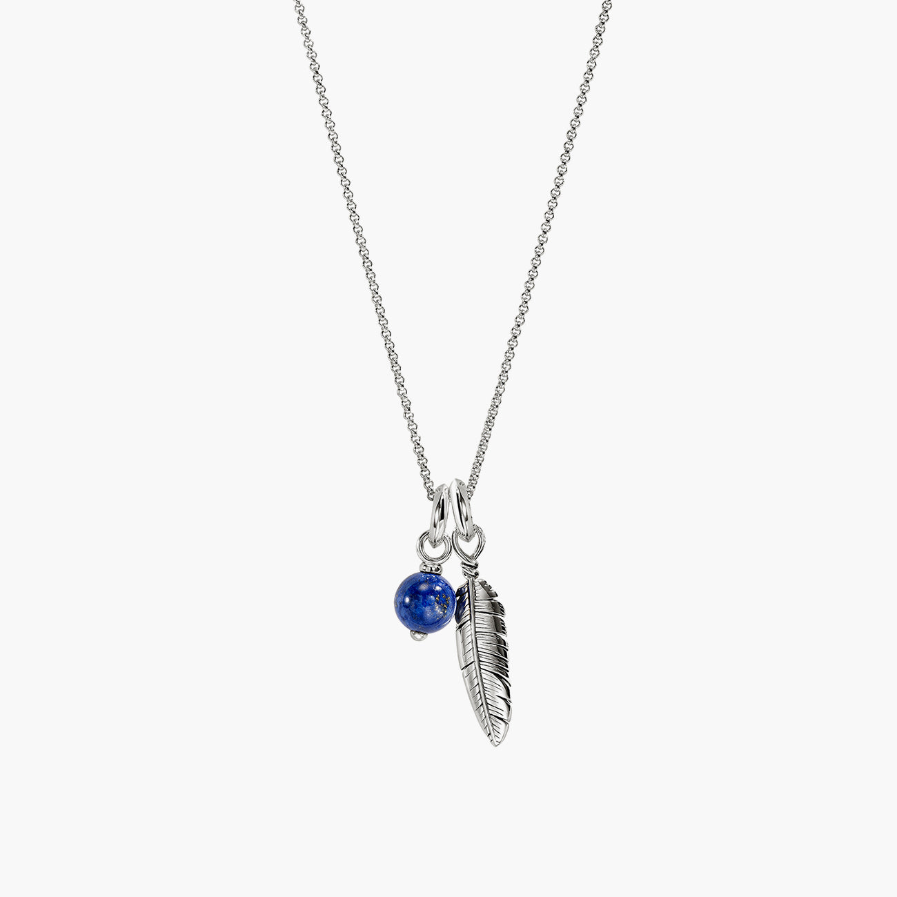 John Hardy Modern Talisman Diamond and Lapis Feather Necklace