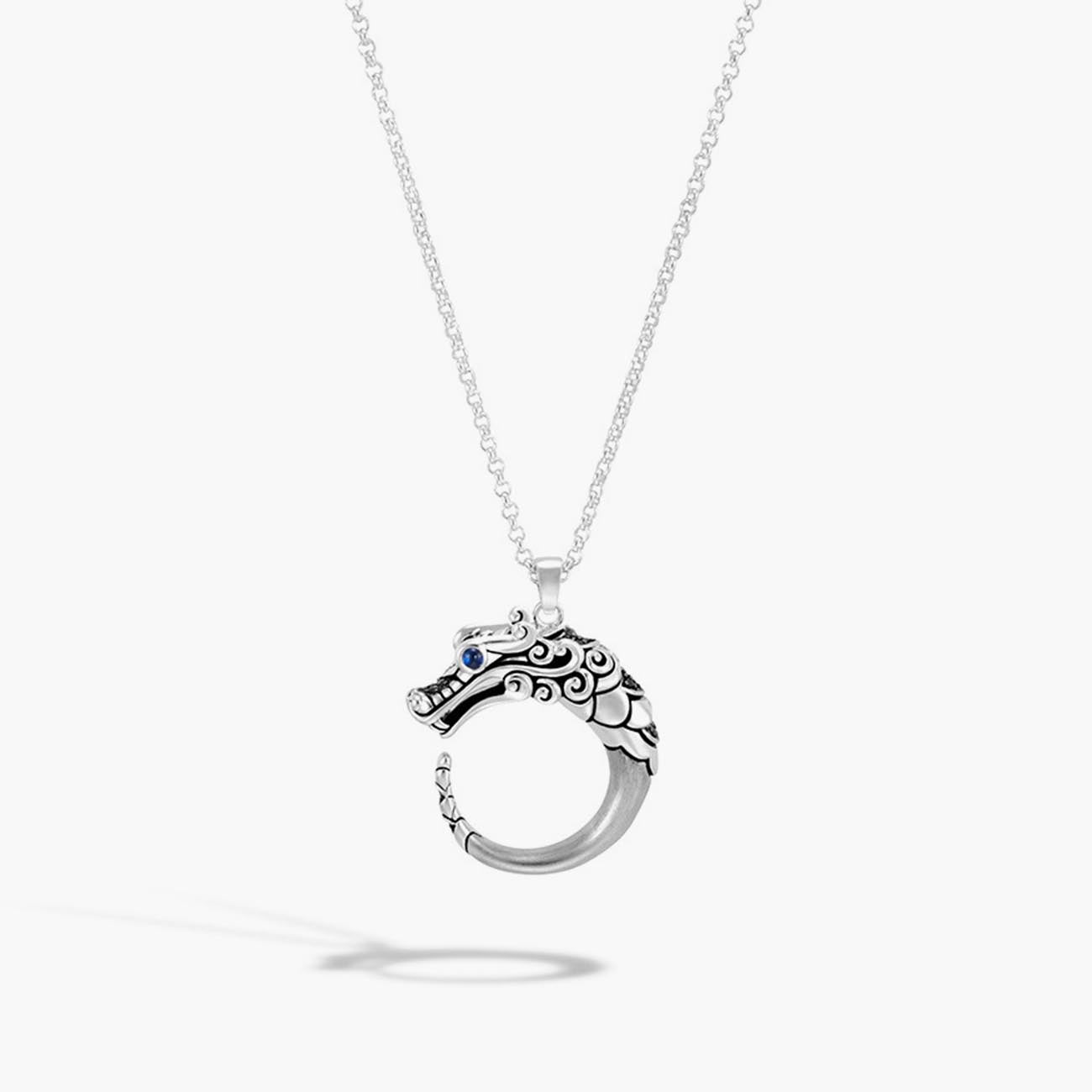 John Hardy Legends Naga Small Black Sapphire & Spinel Pendant Necklace