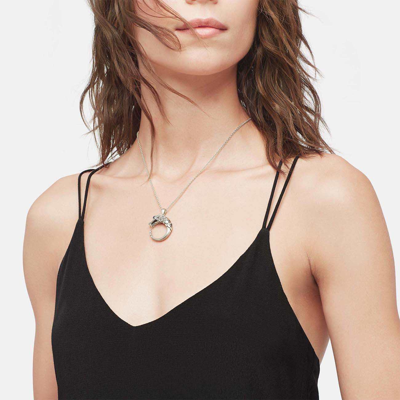 John Hardy Legends Naga Small Black Sapphire & Spinel Pendant Necklace