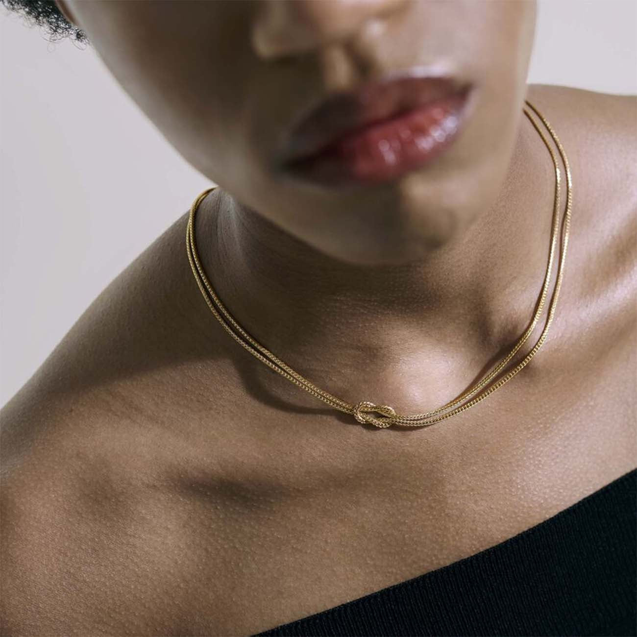 John Hardy Love Knot 1.8mm Chain Necklace in Yellow Gold