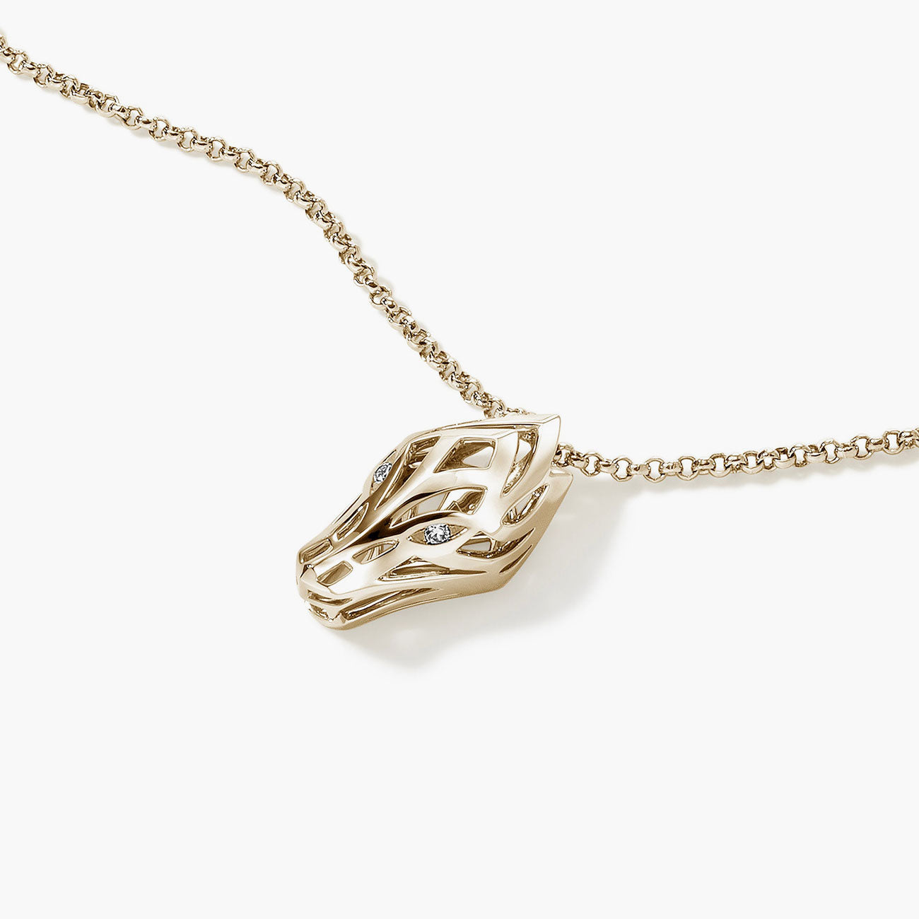 John Hardy Naga Diamond Pendant Necklace in 14K Yellow Gold