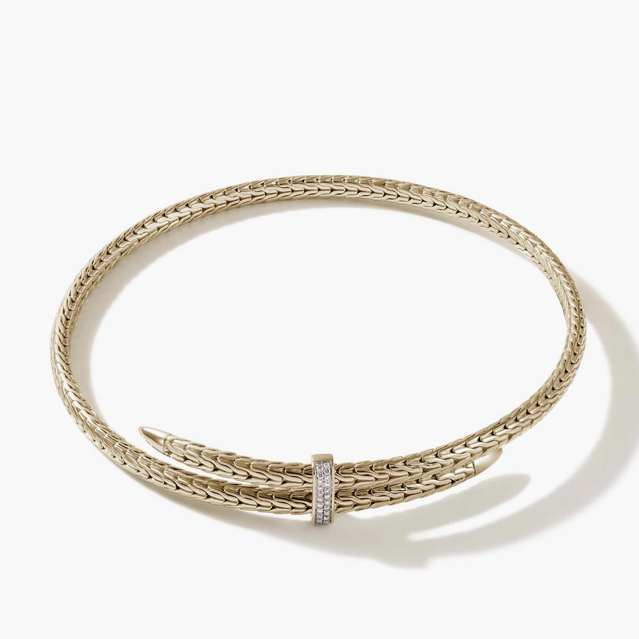 John Hardy Spear Pavé Diamond 14K Yellow Gold Flex Coil Choker