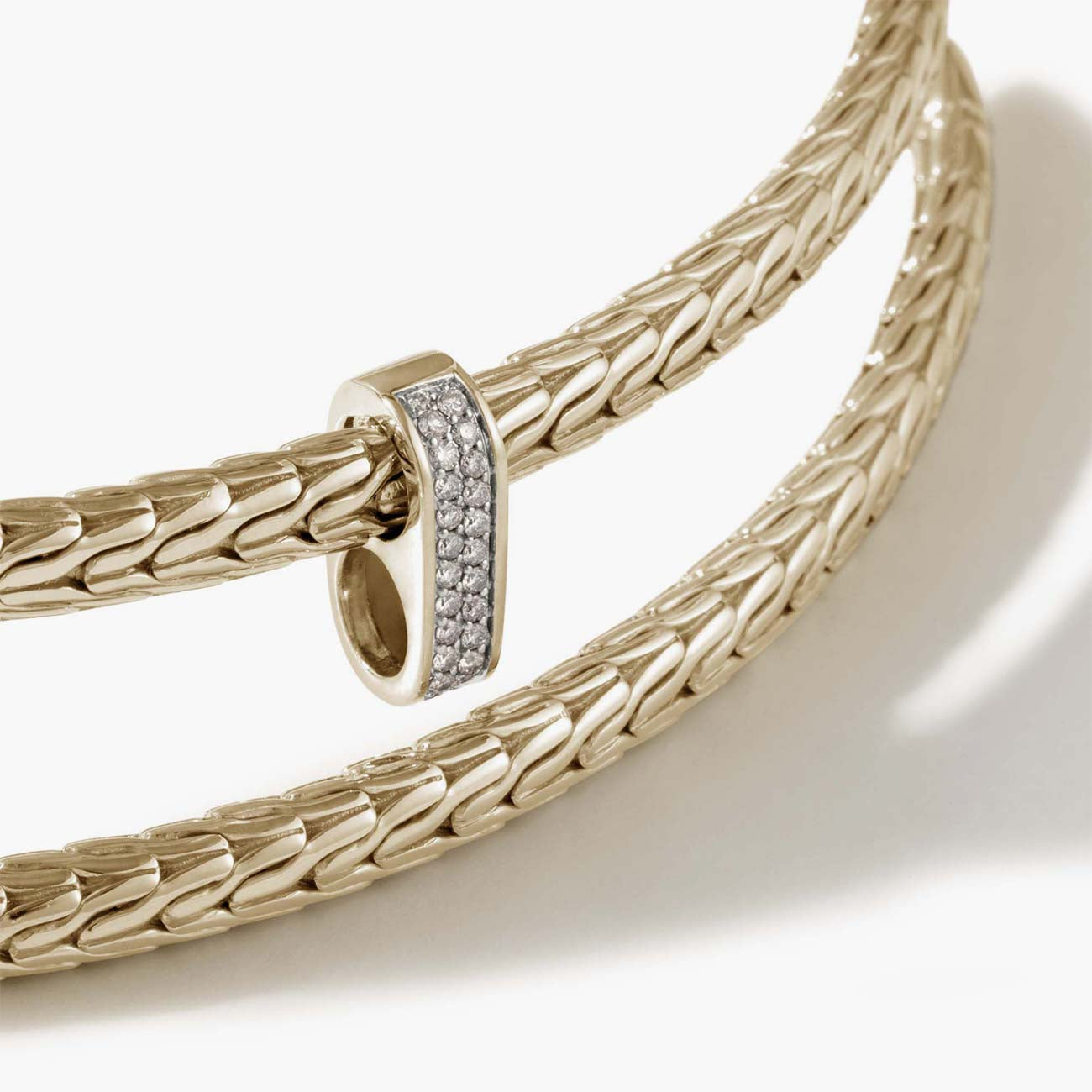 John Hardy Spear Pavé Diamond 14K Yellow Gold Flex Coil Choker