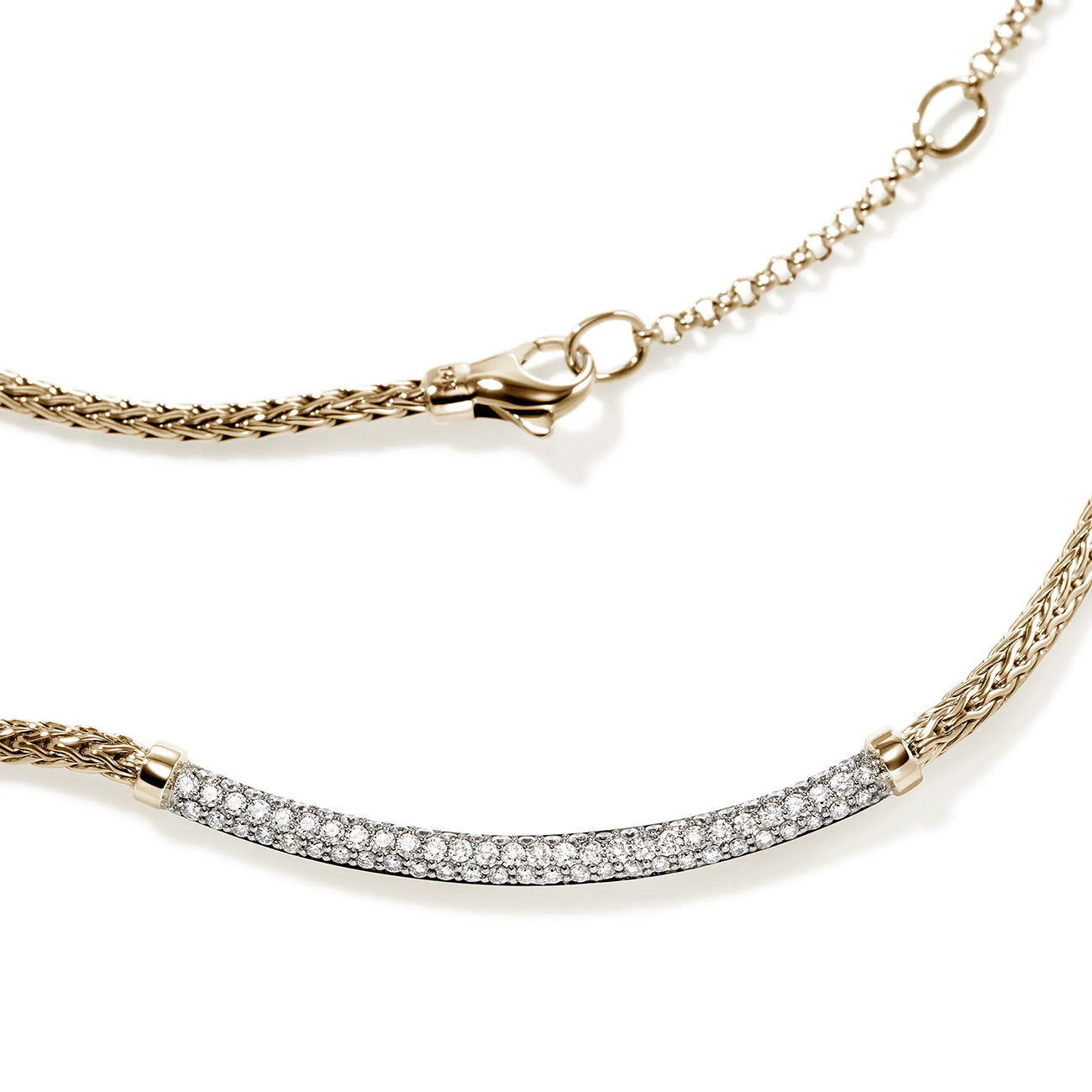 John Hardy Essentials Pavé Mini Chain Necklace in 14K Yellow Gold - 2.5mm
