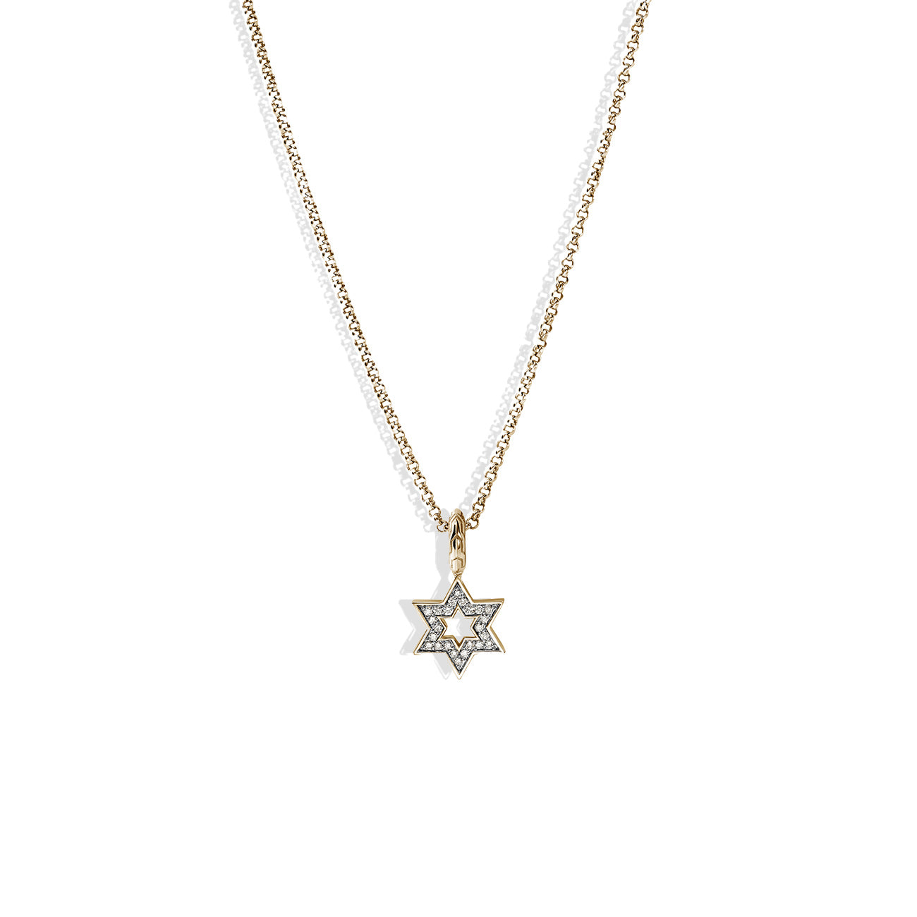 John Hardy Essentials Diamond Pave Gold Star of David Necklace