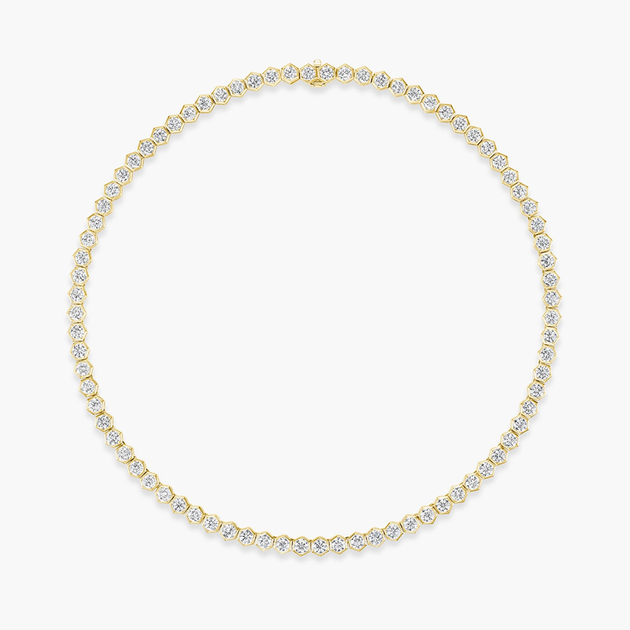 8.95 Carat Hexagon Bezel Diamond Tennis Necklace