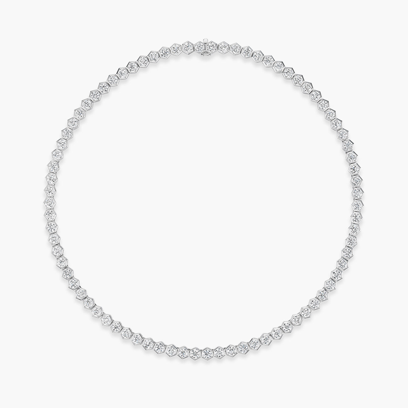 20 Carat Hexagon Bezel Diamond Tennis Necklace