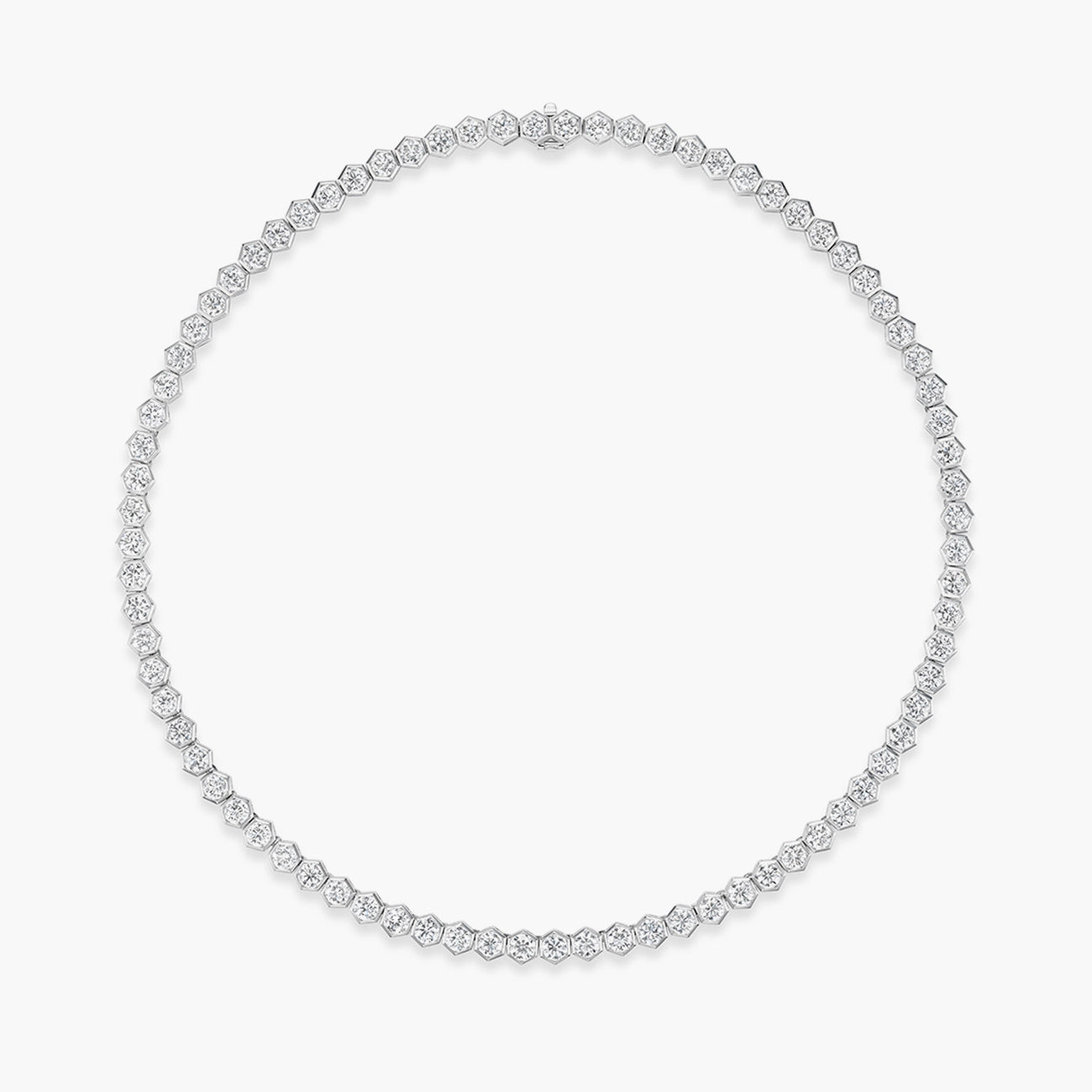 20 Carat Hexagon Bezel Diamond Tennis Necklace