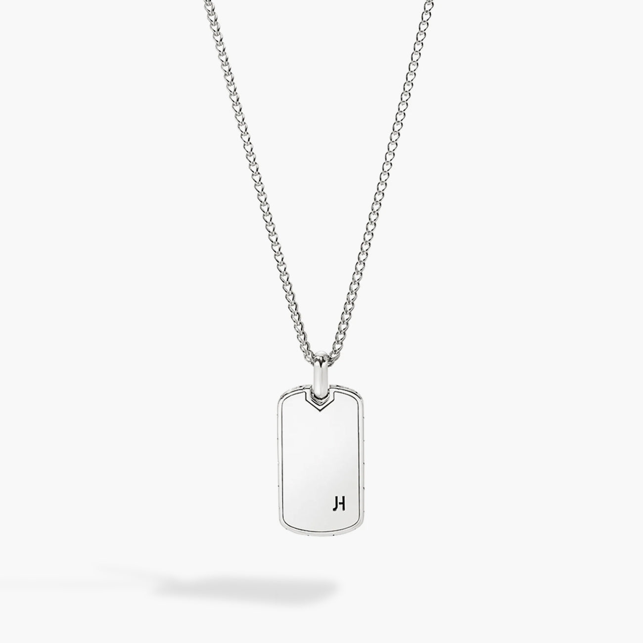 John Hardy ID Sterling Silver Tag Pendant Necklace with Orange Enamel