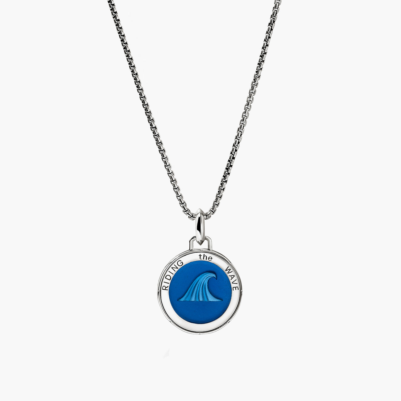 John Hardy Modern Talisman Wave Blue Enamel Necklace