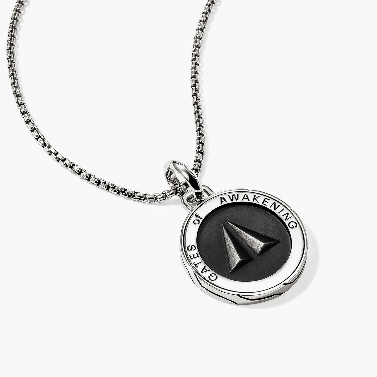 John Hardy Modern Talisman Split Gate Grey Enamel Necklace