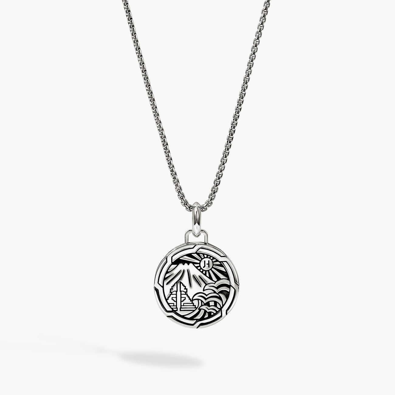 John Hardy Modern Talisman Split Gate Grey Enamel Necklace