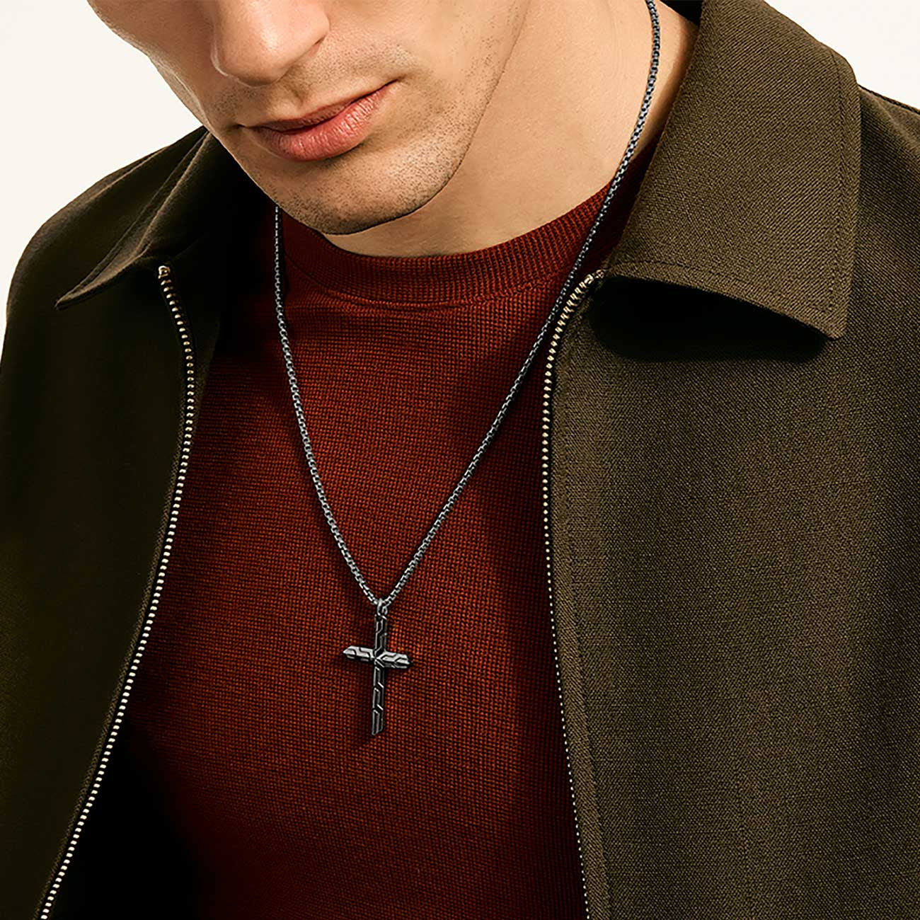 John Hardy Icon 50 Black Rhodium Cross Necklace