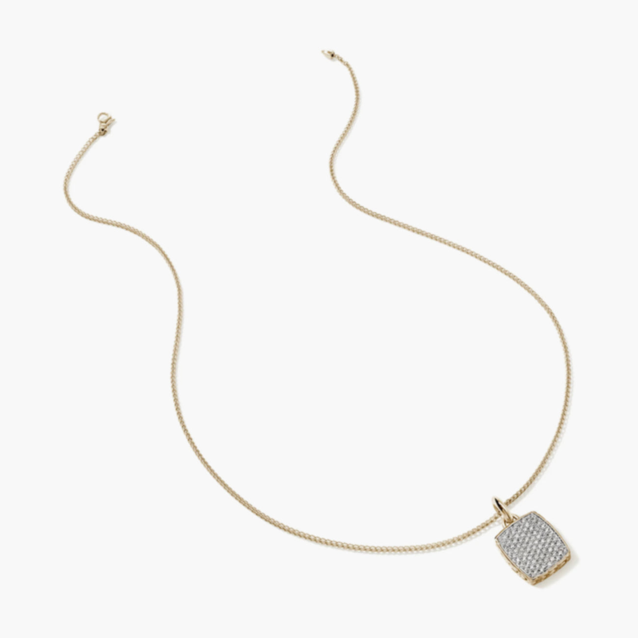John Hardy Diamond Pave Pendant on Surf Chain Necklace in 18K Yellow Gold