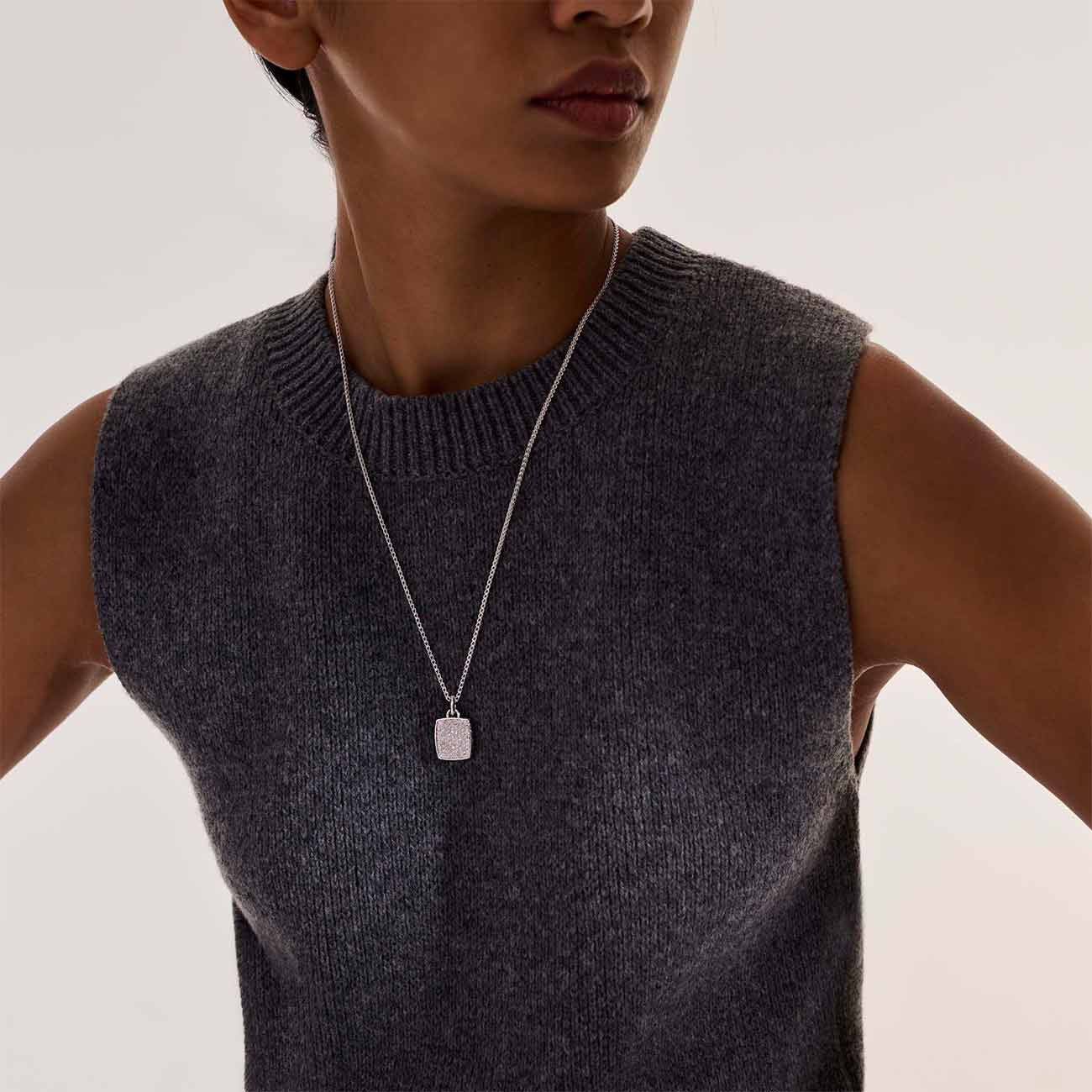 John Hardy Diamond Pave Pendant on Surf Chain Necklace