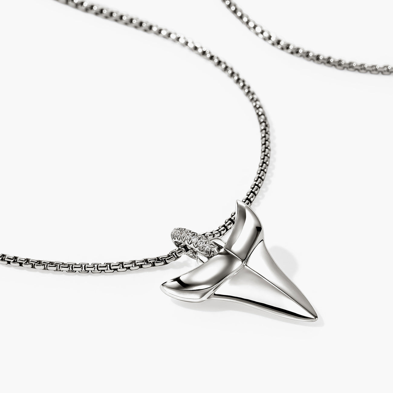 John Hardy Modern Talisman Diamond Shark Tooth Necklace