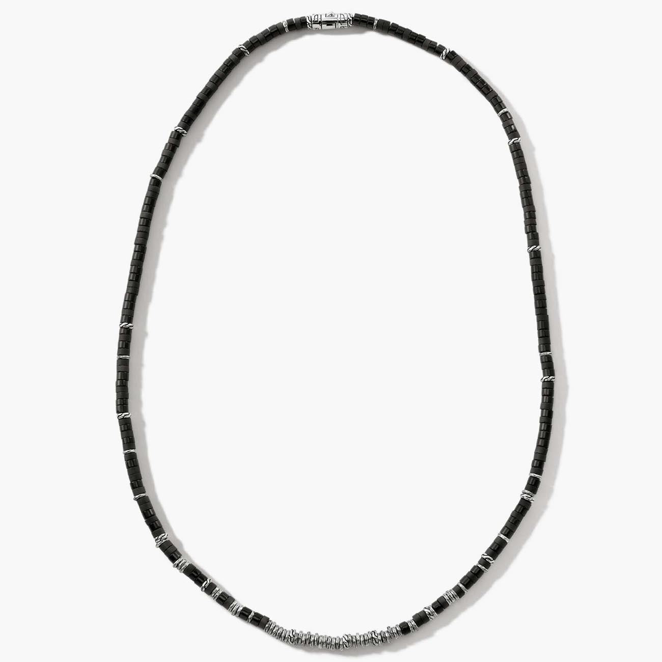 John Hardy Black Onyx Heishi Silver Necklace