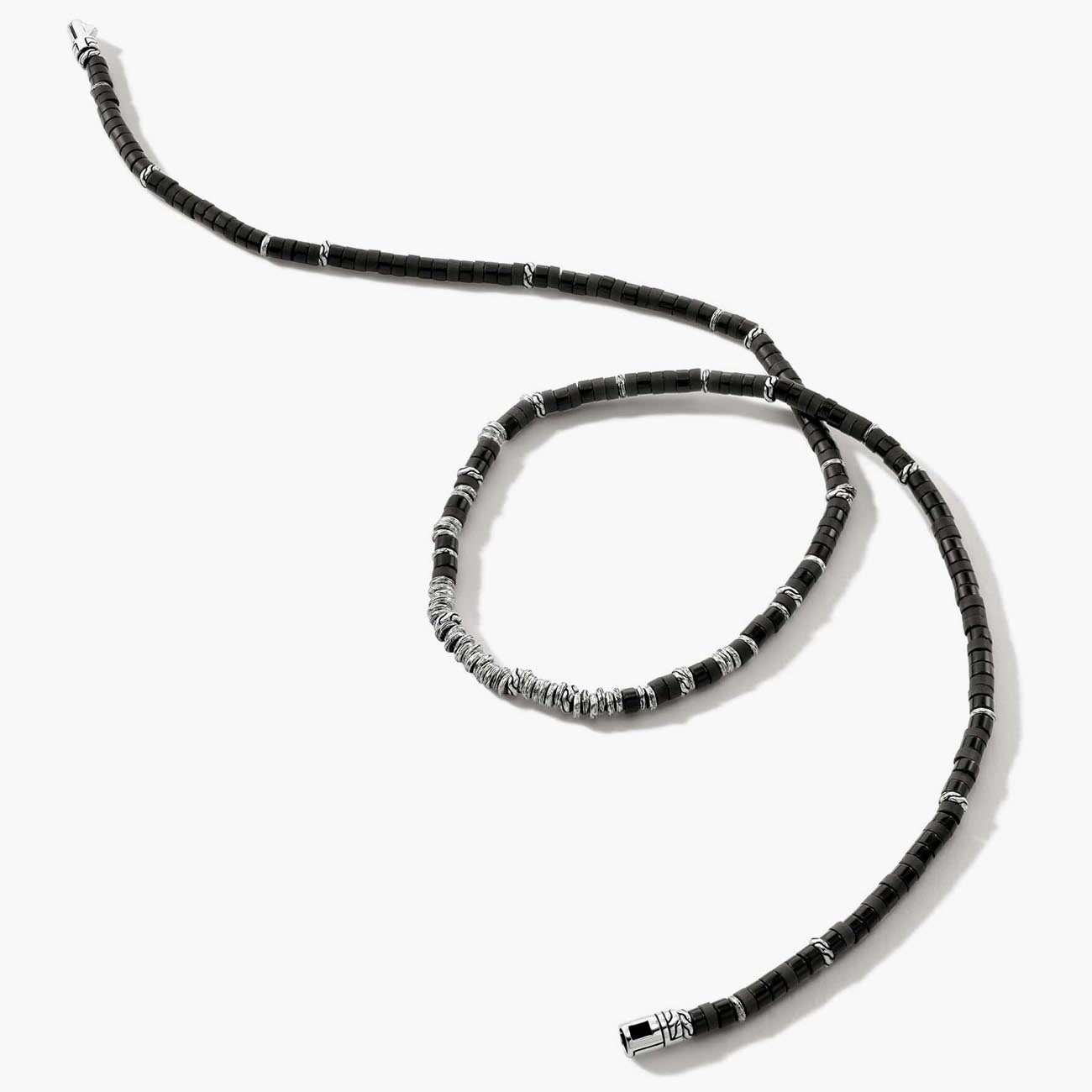 John Hardy Black Onyx Heishi Silver Necklace