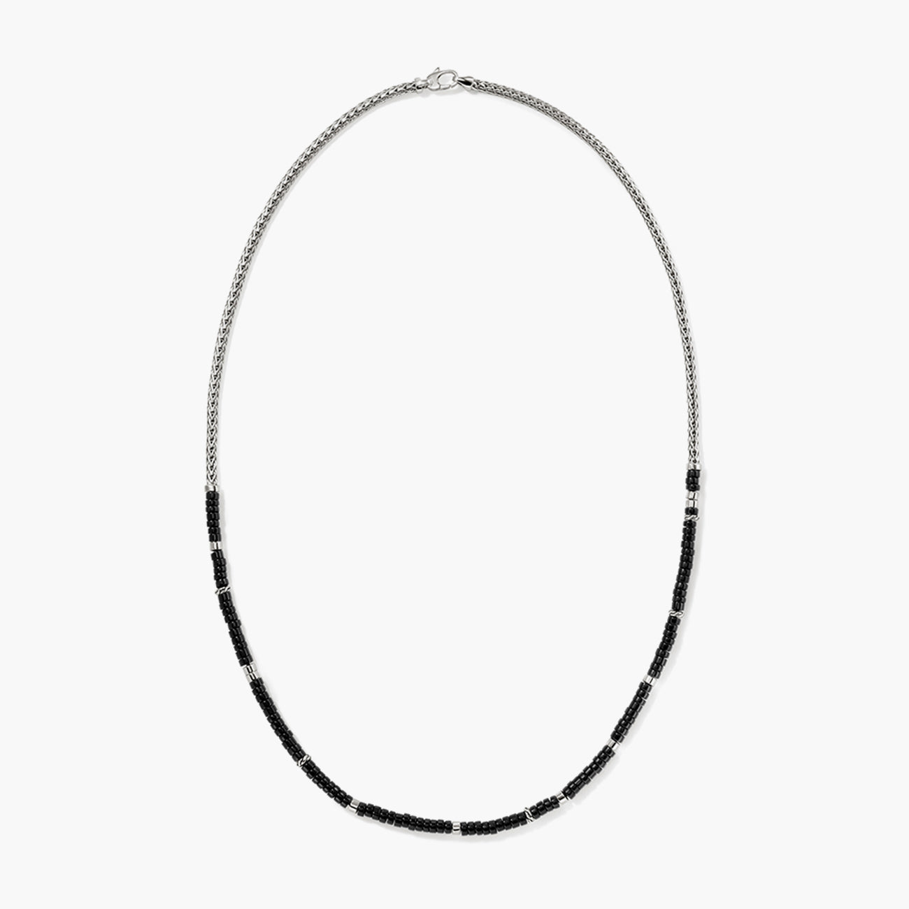 John Hardy Heishi Silver Slim Chain Necklace with Black Onyx