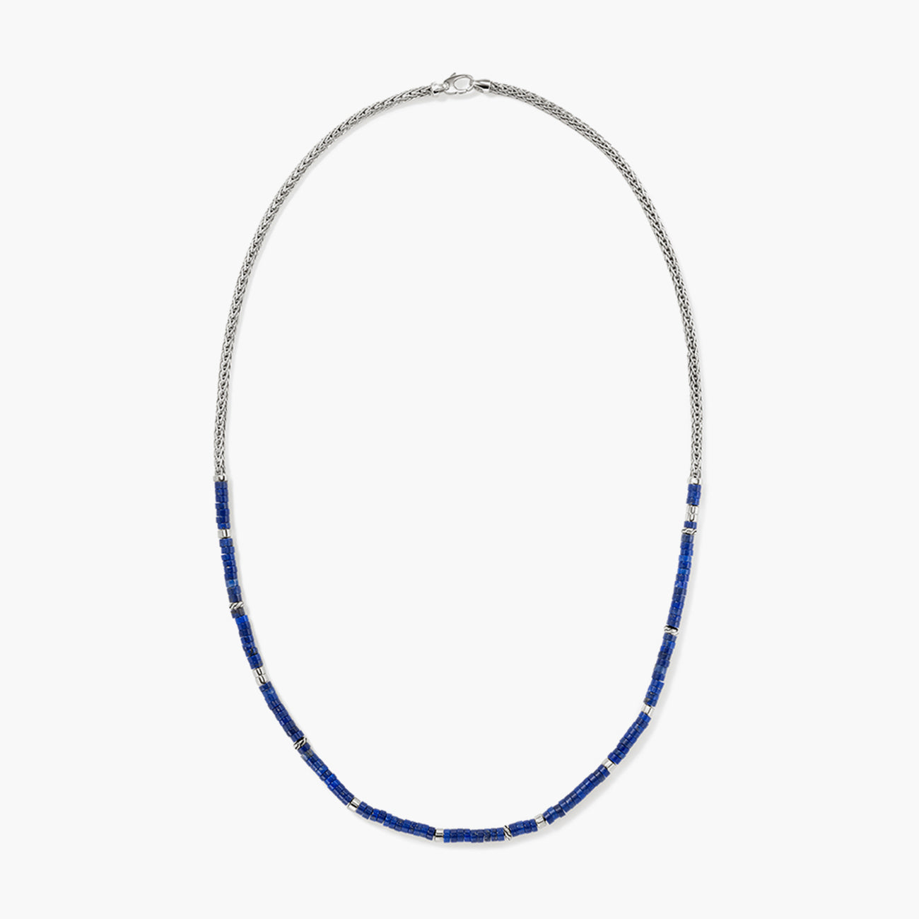 John Hardy Heishi Silver Slim Chain Necklace with Lapis Lazuli