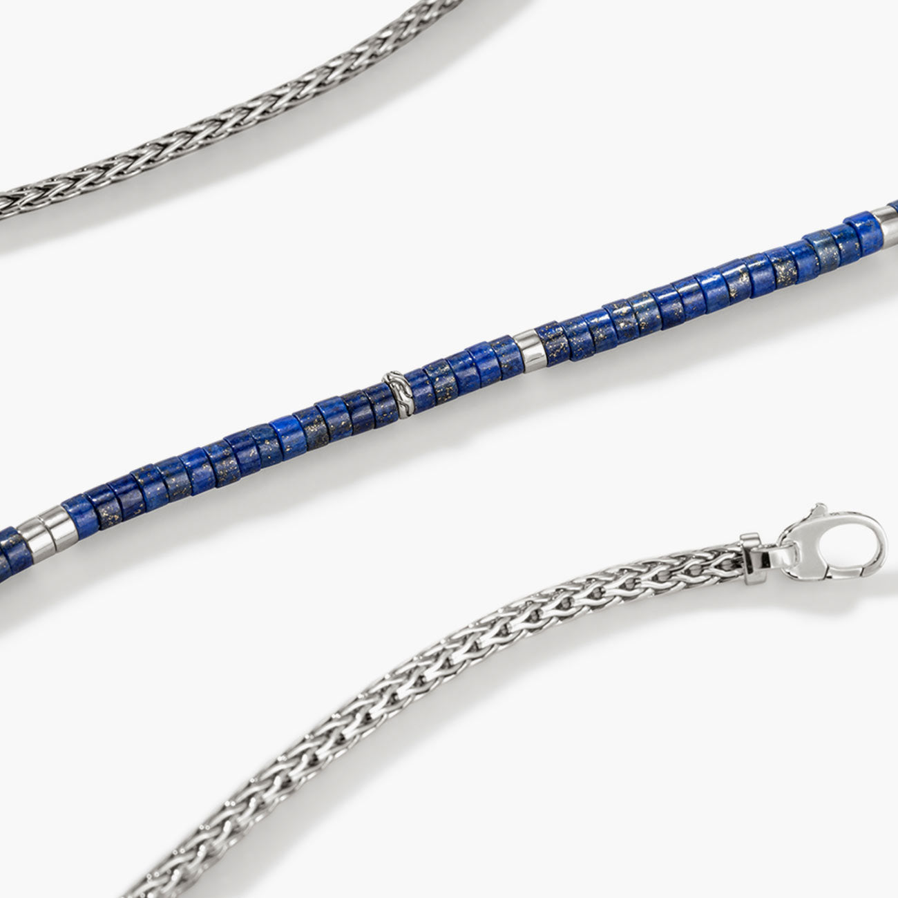 John Hardy Heishi Silver Slim Chain Necklace with Lapis Lazuli
