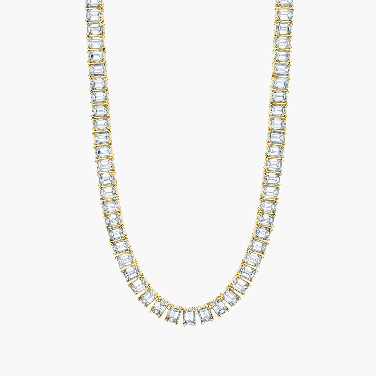 North South Emerald Diamond Tennis Necklace