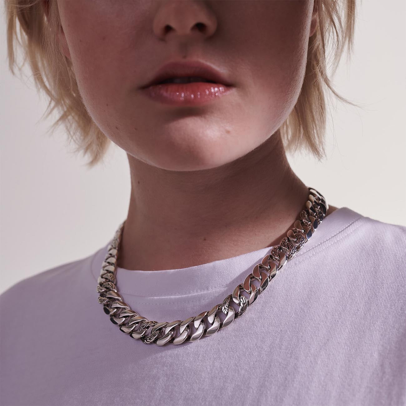 John Hardy Silver Curb Chain Necklace - 14mm