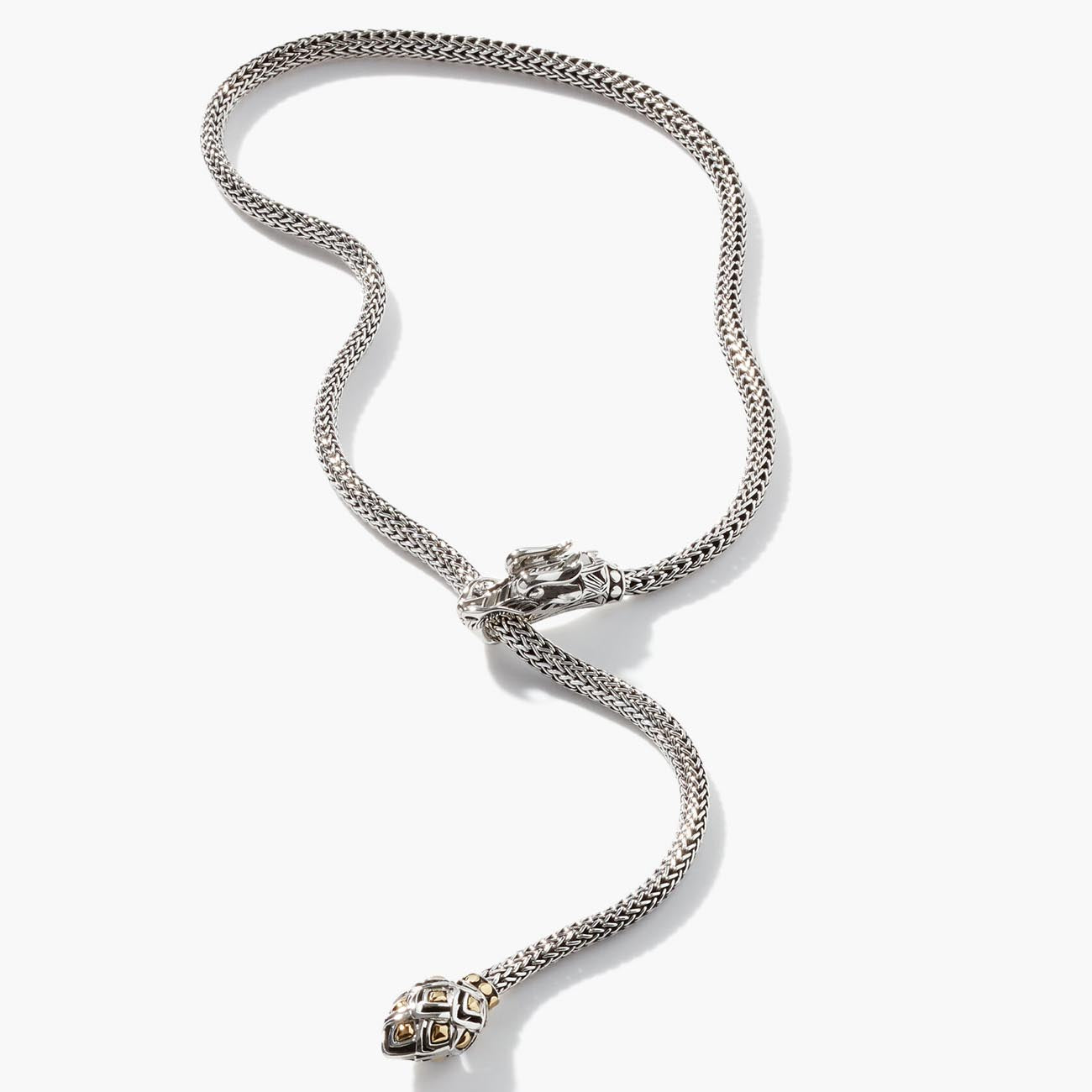 John Hardy Naga Silver & Gold Dragon Lariat Necklace
