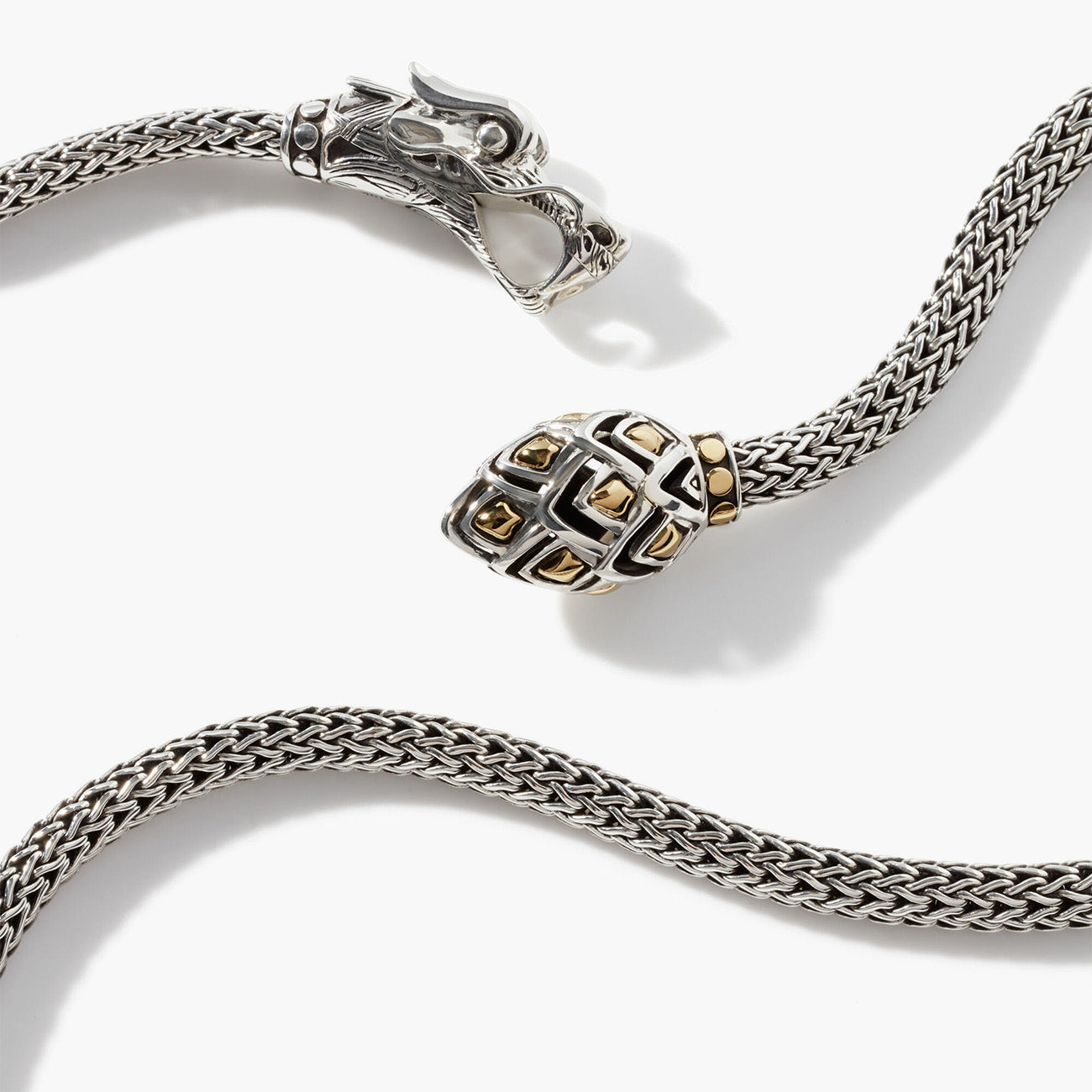 John Hardy Naga Silver & Gold Dragon Lariat Necklace