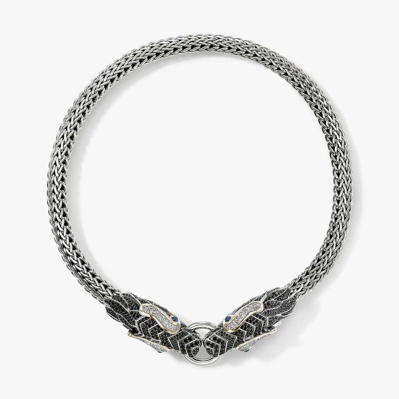 John Hardy Naga Two-Tone Choker with Black Sapphires