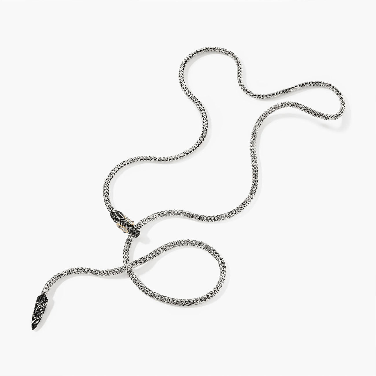 John Hardy Silver and Gold Naga Necklace with Black Sapphires