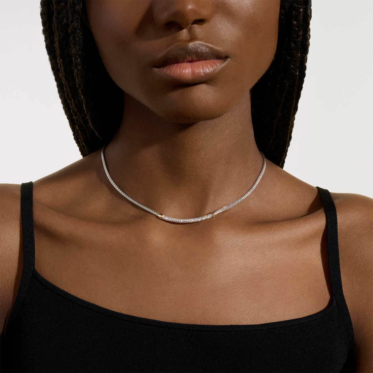 John Hardy Essential Pave Diamond Two-Tone Bar Necklace - 2.5mm