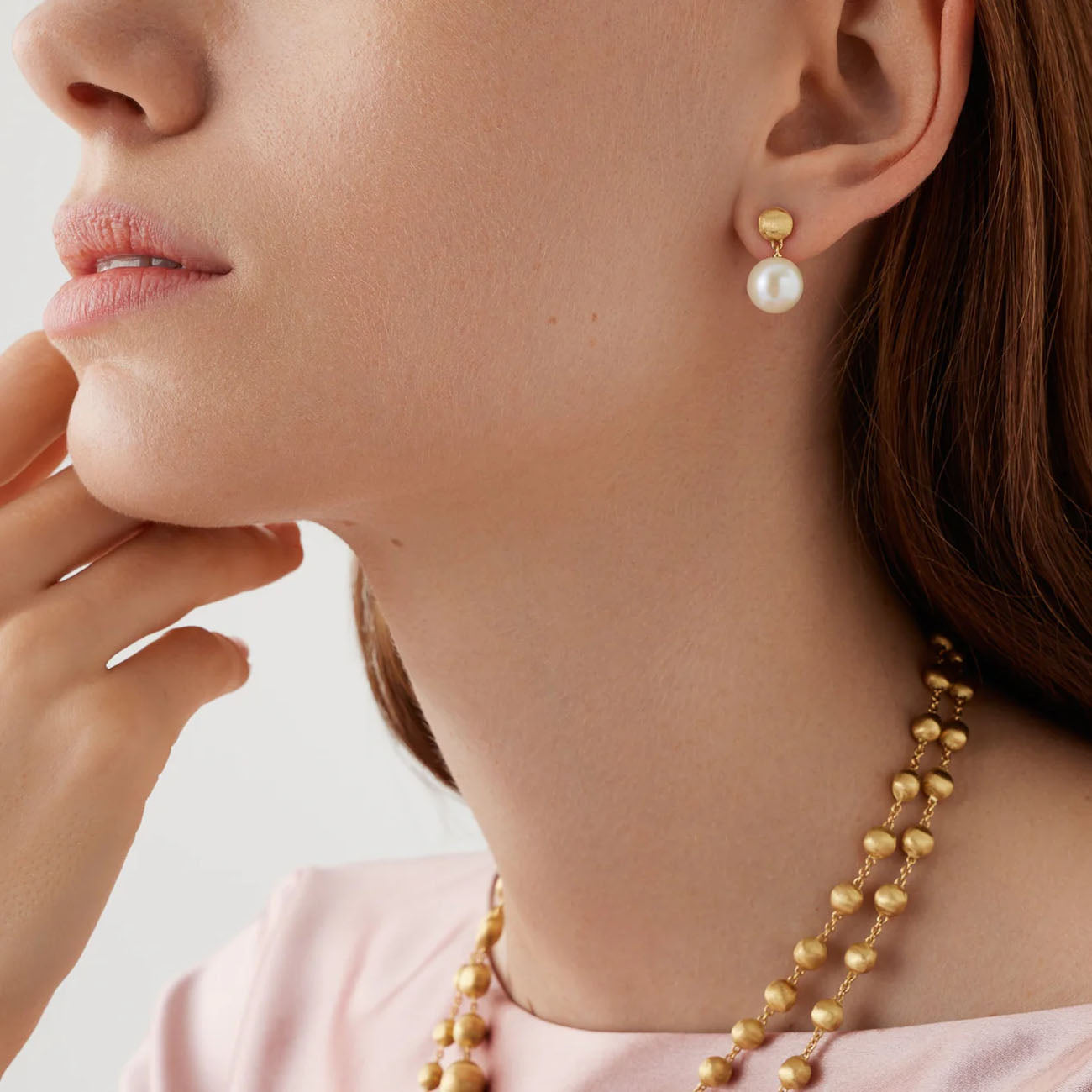 Marco Bicego Africa Small Pearl Drop Earrings in 18K Yellow Gold