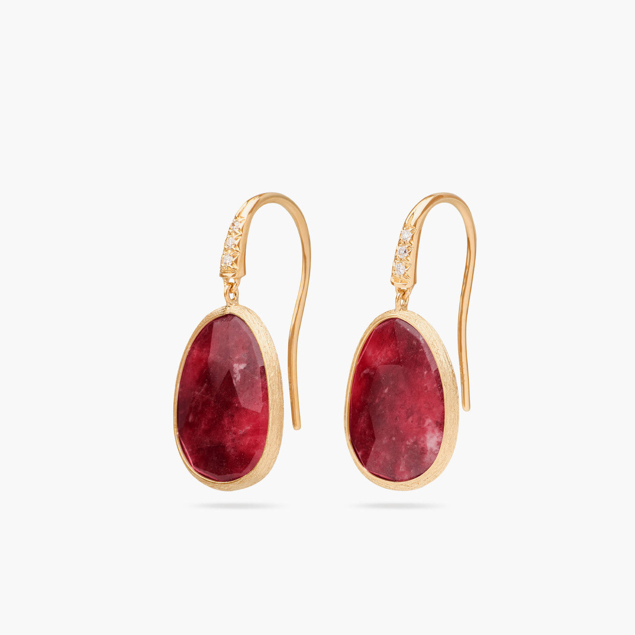 Marco Bicego Lunaria Thulite and Diamond Drop Earrings