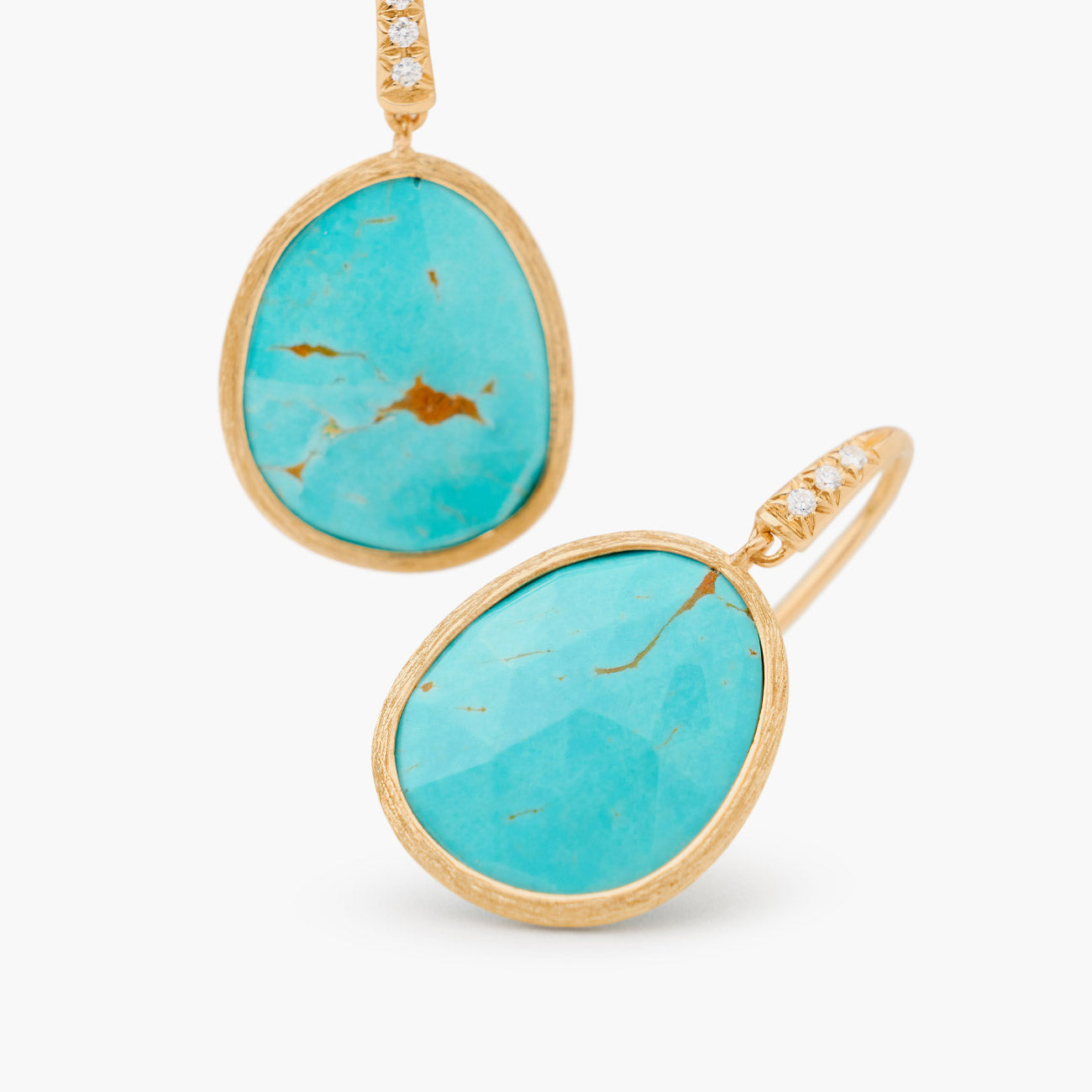 Marco Bicego Lunaria Turquoise and Diamond Drop Earrings