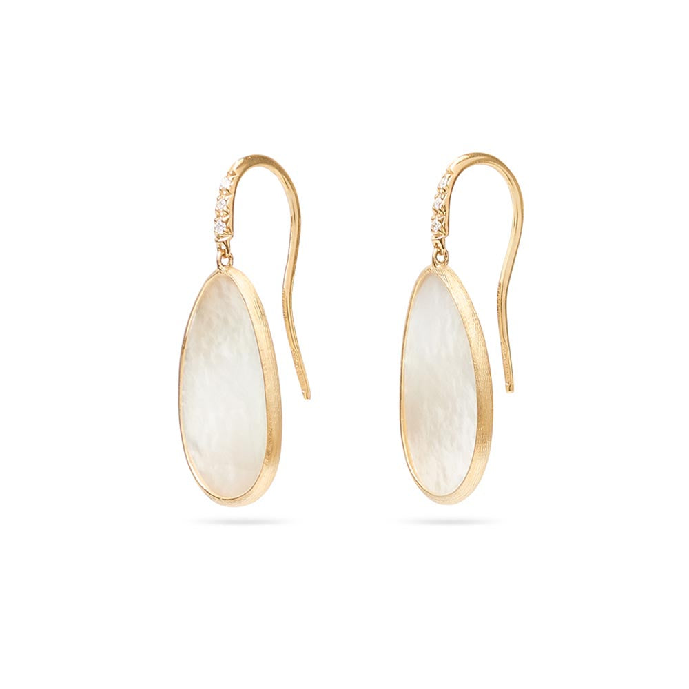 Marco Bicego Lunaria Mother of Pearl French Wire Diamond Drop Earrings