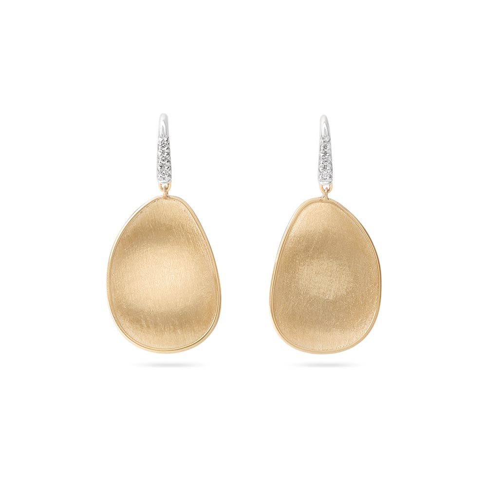 Marco Bicego Lunaria Yellow Gold Diamond Leaf Drop Earrings