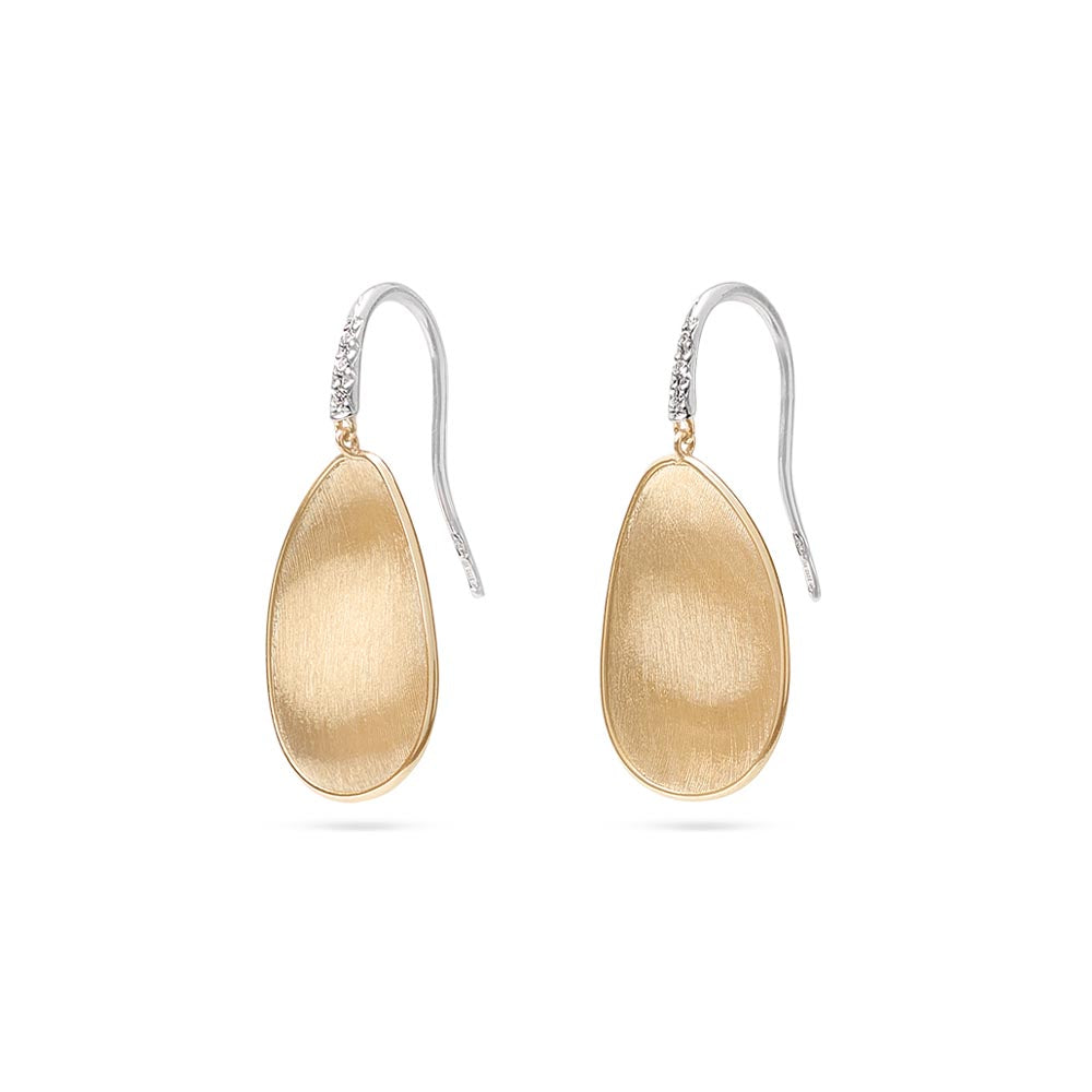 Marco Bicego Lunaria Yellow Gold Diamond Leaf Drop Earrings